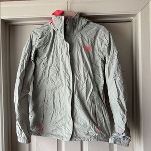 The North Face Light Gray Jacket with Pink Highlights